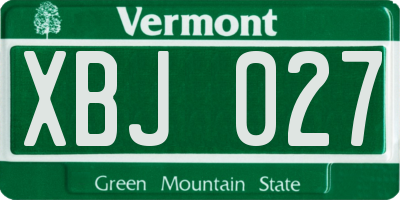 VT license plate XBJ027