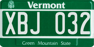 VT license plate XBJ032