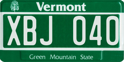 VT license plate XBJ040