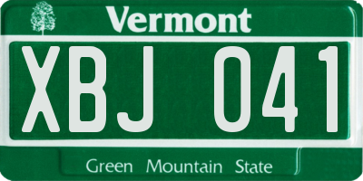 VT license plate XBJ041
