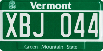 VT license plate XBJ044
