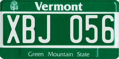 VT license plate XBJ056