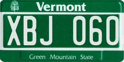 VT license plate XBJ060