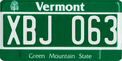 VT license plate XBJ063