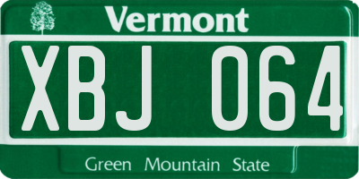 VT license plate XBJ064