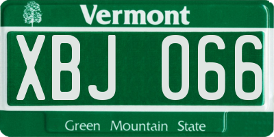 VT license plate XBJ066