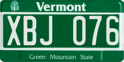 VT license plate XBJ076