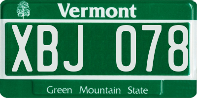 VT license plate XBJ078