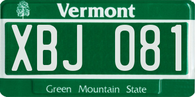VT license plate XBJ081