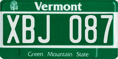 VT license plate XBJ087