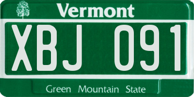 VT license plate XBJ091