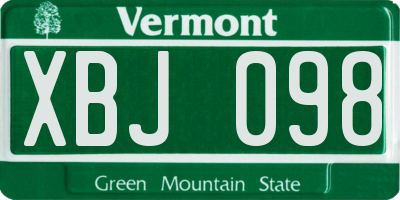 VT license plate XBJ098