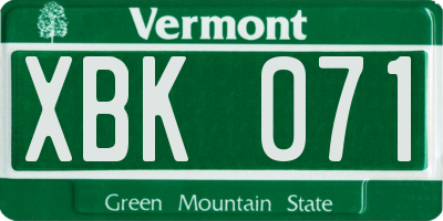 VT license plate XBK071