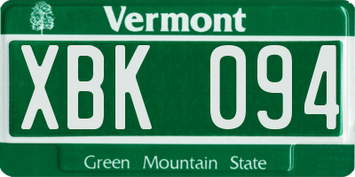 VT license plate XBK094