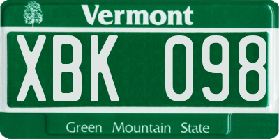 VT license plate XBK098