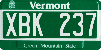 VT license plate XBK237