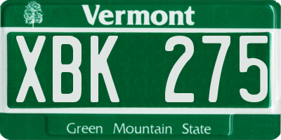 VT license plate XBK275
