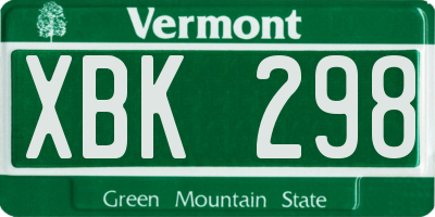 VT license plate XBK298
