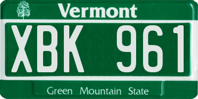 VT license plate XBK961
