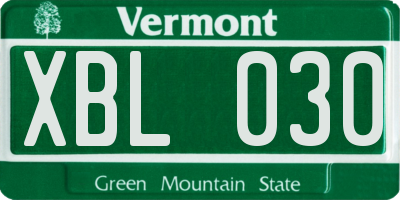 VT license plate XBL030