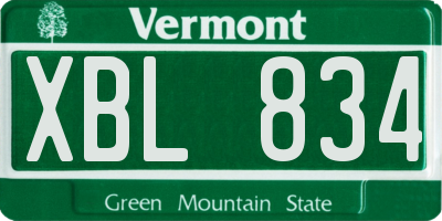VT license plate XBL834