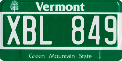 VT license plate XBL849