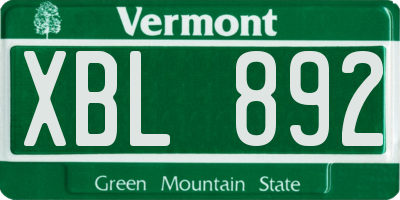 VT license plate XBL892