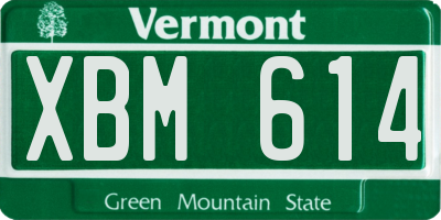 VT license plate XBM614