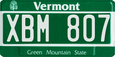 VT license plate XBM807