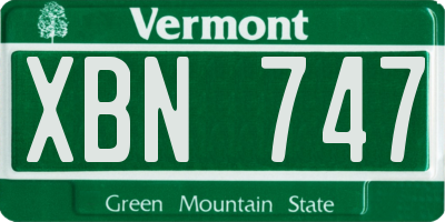 VT license plate XBN747