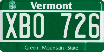 VT license plate XBO726