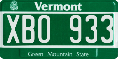 VT license plate XBO933