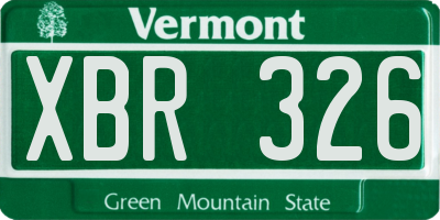 VT license plate XBR326