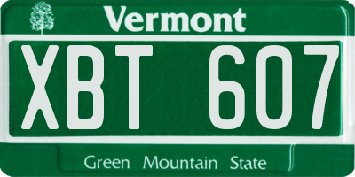 VT license plate XBT607