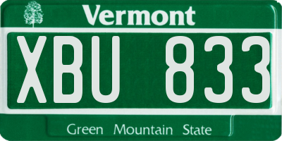 VT license plate XBU833