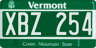 VT license plate XBZ254