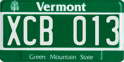 VT license plate XCB013