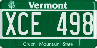 VT license plate XCE498