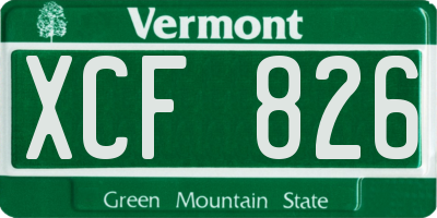 VT license plate XCF826