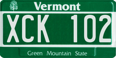 VT license plate XCK102