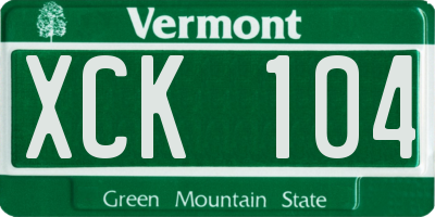VT license plate XCK104