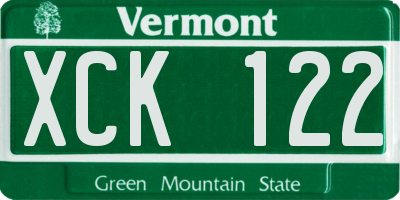 VT license plate XCK122