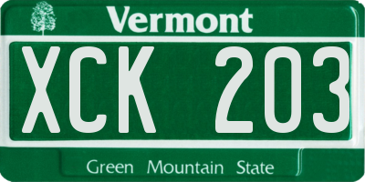 VT license plate XCK203