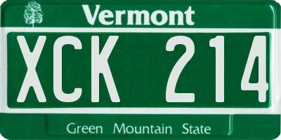 VT license plate XCK214