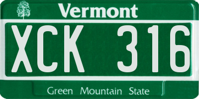 VT license plate XCK316