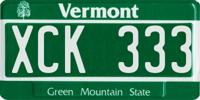 VT license plate XCK333