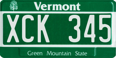 VT license plate XCK345