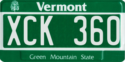 VT license plate XCK360