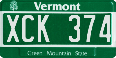 VT license plate XCK374
