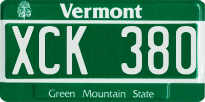 VT license plate XCK380